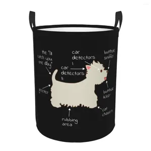 Laundry Bags Westie Dog Anatomy Basket Foldable West Highland White Terrier Clothes Hamper For Nursery Kids Toys Storage Bin