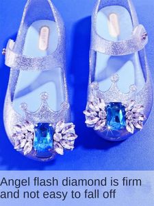 Princess Crystal Jelly Shoes for Girls - Sandálias para crianças com salto alto das crianças 240328