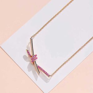 Designer Brand New twisted knot necklace for women light luxury and niche rose gold bow collarbone chain pure silver pink smile trend