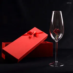 Gosses de vinho 350ml Clear Rose Champagne Glass Criativo Festa de casamento Crystal Romântico Flautas Bordeaux Goblet