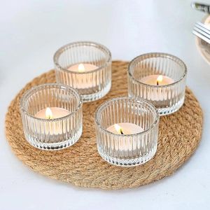 Candele 20 pezzi Luce da tè votiva per il centrotavola mobile in vetro trasparente in vetro carino mini a costine decorazioni per feste