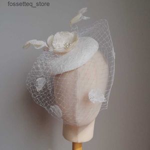 Bröllop hår smycken bröllop hår smycken vintage bröllop brud hår tillbehör blomma tulle fågelbur slöja huvudstycke mini bröllop brud hatt 230615 l240402