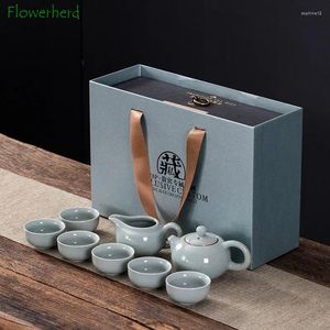 TeAware Setleri Yaratıcı Hediyeler Çay Seti Bir Kısa Modern Buz Seramik Çam Kupası Hediye Kutusu Pot ve Çince