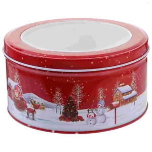 Storage Bottles Christmas Tin Box Candy Holder Tinplate Containers Decor Biscuit Sweet Metal Supplies Case Cookie Jar