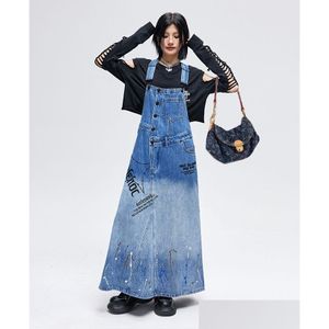 Gatastilklänningar OC950M50 Spring/Summer Womens Dress denim Personlig iti Rem lång kjol ser smalare droppleveranskläder DHPAI