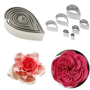 7pcs/Set Fondant Kuchenform Edelstahl kreatives Wasser Tropfen Blumenblätter Konditorienform Keks Süßigkeiten Dekoration Werkzeuge