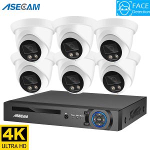 Läsare 4K Security Camera Face Detect Audio CCTV System NVR POE 8MP AI IP CAMERA UTOMER FÄRG NATT Hem Videoövervakning Set Xmeye