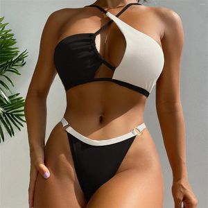 Costumi da bagno femminile da bagno a due pezzi da bagno anteriore con set di bikini a vita alta