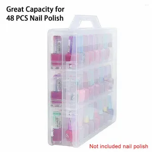 Storage Boxes Holder Divider Plastic Adjustable Space Portable Nail Polish Organizer Gel Clear Compact Case 48 Bottles Double Side