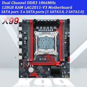 Motherboards X99 DDR3 ECC Desktop Server Motherboard E5 2666 V3 LAG2011V3 PC Mainboard Motherboard Set 128GB RAM M.2 Port NVME/SATA ATX