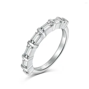 Cluster Rings S925 Silver Ring Geometric Women's Overlay Matching Cold Light Luxury and White Design smycken