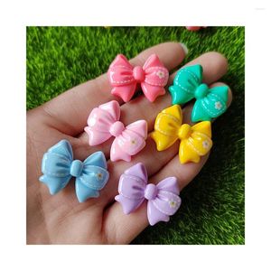 Decorative Flowers Mini Cute Bow Flat Back Resin Bowknot Cabochon Embellishments DIY Scrapbooking For Girls Hair Bows