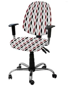 Sandalye Geometrik Siyah Kırmızı Gri Ortaçağ Baskı Elastik Koltuk Bilgisayar Kapağı Çıkarılabilir Ofis Slipcover Split Seat