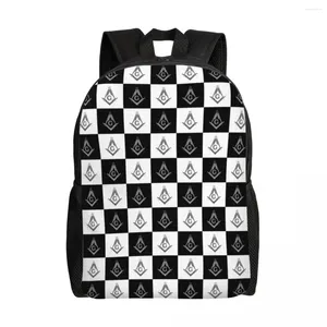 Zaino personalizzato Freemason a scacchi in bianco e nero uomini donne book book borse per la scuola universitaria