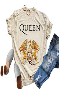 Queen Band Print Women Summer Vintage Tshirts Oneck Manga curta Tops Opendedizes Fashion Fashion Korean estilo Camiseta 210302782087