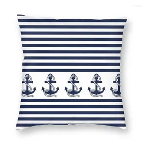Pillow Nautical Stripes With Navy Blue Anchor Throw Cover Home Decorative Custom Sailing Sailor 40x40cm For Sofa