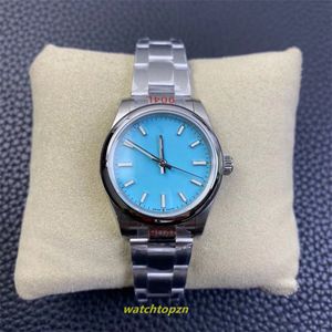 2024 EW Factory Women's Watch Mens Uhrengröße 31mmx11mm Schweizereise blau leuchtend 316L Fine Stahl Saphirkristallspiegel