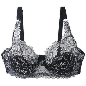 Sexy Lace Bra For Women CDE Cup Bralette UltraThin Thick Hollow Out Push Up Underwear Plus Size Lingerie 240326