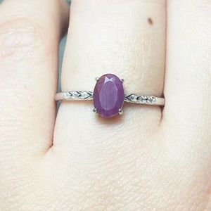 Küme Yüzükleri 1ring 925 STERLING Gümüş Doğal Yakut Ayarlanabilir Yüzük Kadınlar Hediye Taş Boyut Yaklaşık 5 7mm