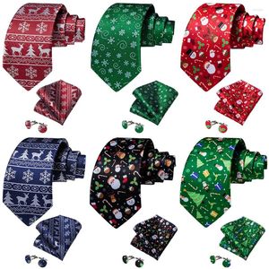 Bow Ties Christmas For Men Blue White Snowflake Elk Tree Santa Claus Print Festival Party Accessories Necktie Set Men's Gift