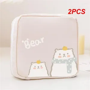 Storage Bags 2PCS Waterproof Sanitary Pads Pouch Tampon Napkin Bag Coin Purse Travel Makeup Lipstick Kawaii Data Cables Organizer