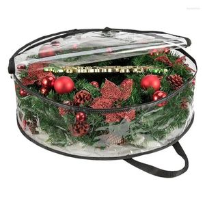 Depolama çantaları Noel çelenk ve çelenk çantası berrak fermuarlı konteyner taşınabilir mevsimsel