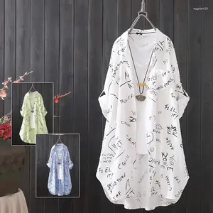 Women's Blouses Summer Shirt Long Sleeves Women Blouse Tops Cardigan Big Size Button Sun Protection Clothing Loose Thin Jacket Print