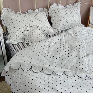 Set di biancheria da letto set di cotone copripiumini a doppio letto per letto lettiera foglio piatto cuscino bianco / nero