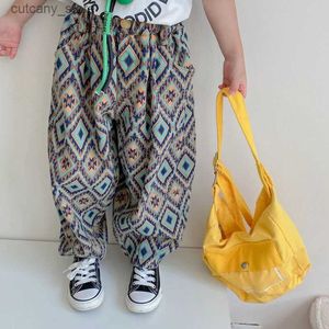 Hose Herbst Herbst neue Kinderkleidung Kleidung Japaner Retro Sty Baby Kinder Diamond-förmige Harhosen Jungen und Mädchen lose Laternenhosen L46