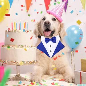 Köpek Giyim Kravat Ayarlanabilir Pet Bib Takım Smokin Bow Tie Düğün Kostümü Malzemeleri için Rahat Damat