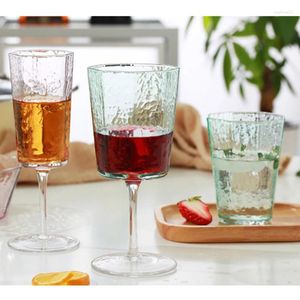 Wine Glasses 2Pcs Wedding Champagne Crystal Hammer Pattern Cups Red Diamond Brandy Luxury Drinkware