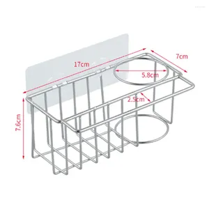 Kitchen Storage Sink Drain Rack Rag Sponge Basket Stainless Steel Cloth Wool Hanging Shelf Bath Accessories