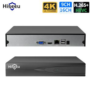 Webcams hiseeu h.265+ IP Câmera de vigilância de segurança CCTV NVR Video Audio Recorder 8CH 16CH 32CH 4K 8MP 5MP 4MP Detecção de movimento Metal