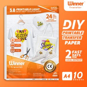 Papiersinertransfer Hersteller Inkjet -Wärmeübertragungspapier für T -Shirt -Stoffdruckpapier für leichte Kleidung A4 10 Blätter