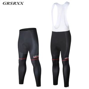 GRSRXX Cycling Pants Fall Winter Fleece Thermal 5D Gel POLLED CYCKING Tights Men Cycling Bib Pants Windproof Bike Long Trousers240328