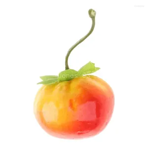 Decorative Flowers Q6PE 20pcs Simulation Artificial Tomato Plastic Fake Fruit Home Party Decor