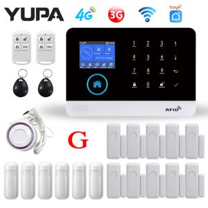 Kits Yupa PG103 4G 3G GSM Alarm System Tuya Smart Life App Control för hemsäkerhetslarm med PIR -sensor Sensor Smart Home Kit