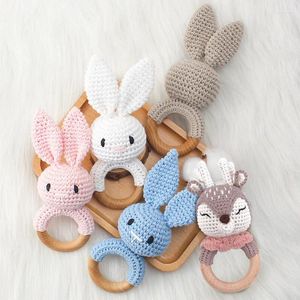 Andra fågelförsörjningar Baby Rattle Toys Natural Wirchet Teether Toy Wood Ring Cotton Shaker For Boy Girl Stuff