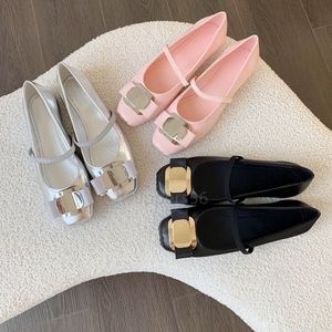 Designer Luxury Dress Shoes Women Slide Ball Dress Black Leather Sandals Women's Bow Ballet Flat Shoes Rubber Sandals Professional Dance Shoes