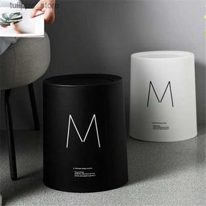 Waste Bins Nordic Style Trash Can Household Waste Box Bin with Lid Cleaning Tool Creative Garbage Basket Bathroom Accessories Home Supplies L46