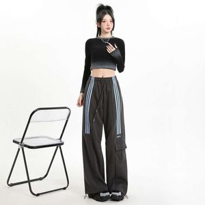 American Style High Street Work Pants Womens Spring 2024 Nowa pikantna dziewczyna High Waisted Jazz Dance szeroko nogi spodnie nogi proste