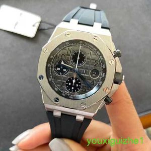 AP marka bileği saat Royal Oak Ofshore Serisi İsviçre Mens Otomatik Mekanik Saat 42mm Hassas Çelik Tarih Ekran Zamanlama Fonksiyonu Su Geçirmez Gece Işığı