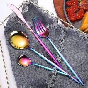 Dinnerware Sets Stylish Stainless Steel Flatware Set 4 Piece With Forks Knives Spoons And Teaspoons