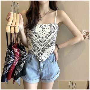 Women'S T-Shirt Womens 4 Colors T Shirt Fashion Casual Cashew Flower Sling Vest Summer Girl Scarf Ladies Outer Wear Tube Top Drop Deli Dhybu