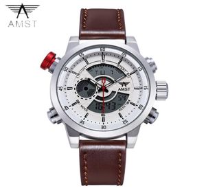 2018 Amst Brand Quartz Watch for Men Fashion LED Dual Display Wojenne zegarki sportowe Proste skórzany pasek Wodoodporny zegar 30132395794