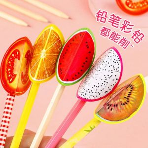 Sharpensers 10 PCS Cartoon Stationery Creative Pencil Sharpener Fruit Shape Christmas Office Supplies Kawaii School Accessories Manual Tool