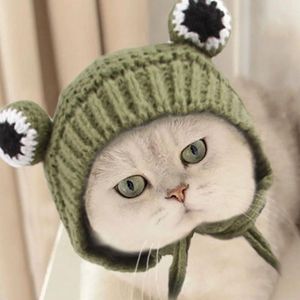 Hundklädlätt Pet's Thermal Cap Pet Funny Frogs Eyes Head Cover Breattable Stylish For Cat Warm Supplies
