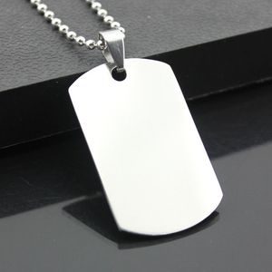 100pcs/lote em branco aço inoxidável Exército militar Tags de cães espelho espelho a laser gravável Menina de moda pingentes