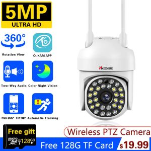 Kameror Okam 5MP WiFi PTZ Camera Outdoor Security Waterproof 2.4 GHz Trådlös CCTV -övervakningskamera Humanoid Automatisk spårning Hem