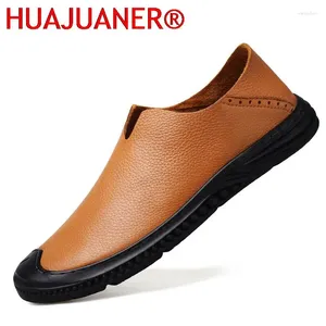 Casual Shoes Loafers Men Genuine Leather Slip On Summer Black Brown Fashion Italian Trendy Luxury Designer Brand Loafer Man